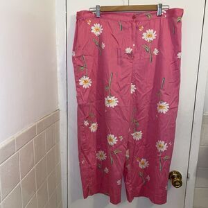 Alfred Dunner Capri Pants Pink Floral Baggy Plus Size 18 Plus